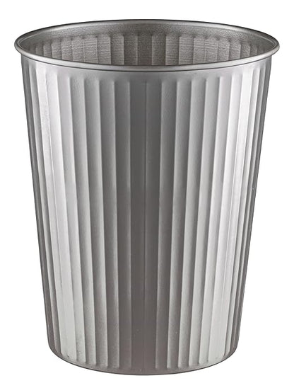 Monarch Abode Pewter Handcrafted Ridge Embossed Metal Wastebasket for Home Office, Decorative Waste Basket, Modern Bathroom Garbage Can, Durable & Decorative Trash Bin, Pewter Trash Can
