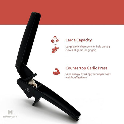 XPress | All-In-One Garlic Press Easy to Use & Clean, Effortlessly Squeeze Garlic Mincer, Durable Nylon Plastic Garlic Crusher, No Peel Needed & No Smelly Fingers