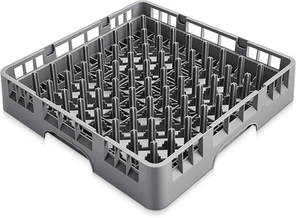 Commercial Dishwasher Tray Rack Polypropylene Full Size Flatware Rack for Bowls Plates Knives Forks Cups(19.7 x 19.7 x 3.97 Inch,Peg Dish,Gray)
