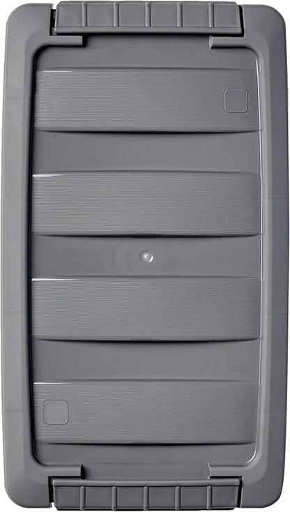 Amazon Basics Plastic Storage Containers with Secure Latching Lids, Stackable Organization Bins, Clear/Grey, 5 Quart, Set of 10