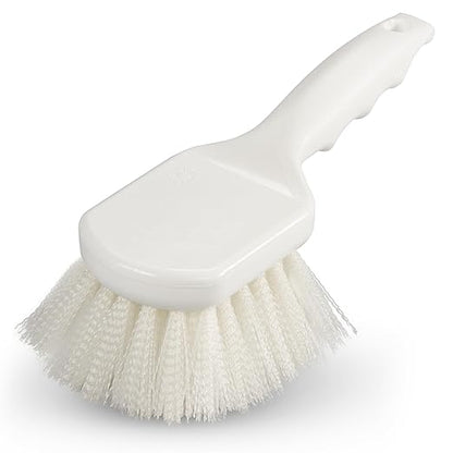 SPARTA 3662000 Flo-Pac Plastic Handle Utility Scrub Brush, Nylon Bristles, 2" Bristle Trim, 8" Length, White (Pack of 12)