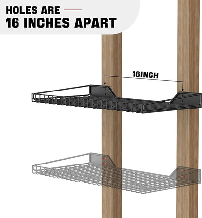 Ultrawall Wall Mounted Storage Shelf for Garage, 2 Pack Metal Shelf Rack, Heavy-Duty Wall Organizer Shelves Suitable for Shop, Shed, Garage 23.5inch x 12inch(Black)