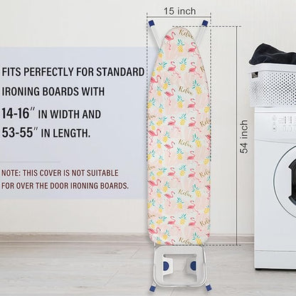 Ironing Board Cover and Pad 15x54 Inch Standard Ironing Board Cover with Elastic Edge and Hook and Loop Fasteners Scorch and Stain Resistant Cotton Ironing Covers with Thick Padding