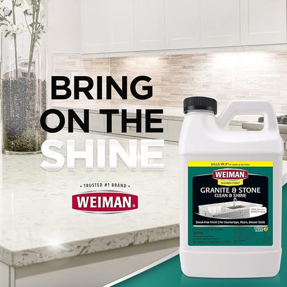 Weiman Disinfecting Granite Daily Clean & Shine Refill, 64 Oz - Safely Clean Disinfect and Shine Granite Marble Soapstone Quartz Quartzite Slate Limestone Corian Laminate Tile Countertop