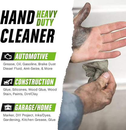 Grip Clean Heavy Duty Hand & Tool Cleaning Wipes – Waterless Hand Cleaner for Mechanics, Garage & Shop Use – Dual-Sided Grease, Oil & Paint Remover Wipes with Citrus Scent - 30ct
