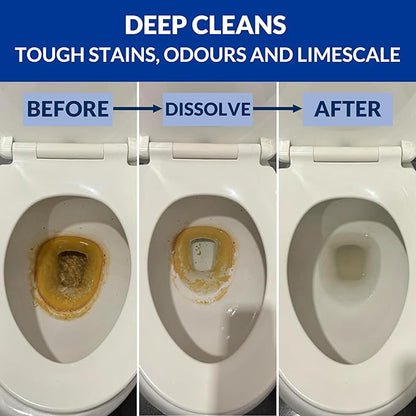 Freelivity Heavy Duty Toilet Bowl Cleaner Powder - Cleans Hard Water Rings, Calcium Buildup & Stains - 2 Treatments - Plastic-Free, 1 Pack