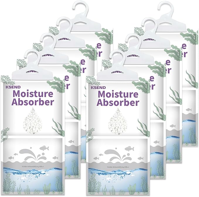 Moisture Absorbers 8 Packs - 9.8 oz Dehumidifier Bags, Portable Moisture Hanging Bags for Closet, Bathroom and Kitchen, 11.8'' x 6.3''