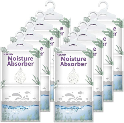 Moisture Absorbers 8 Packs - 9.8 oz Dehumidifier Bags, Portable Moisture Hanging Bags for Closet, Bathroom and Kitchen, 11.8'' x 6.3''