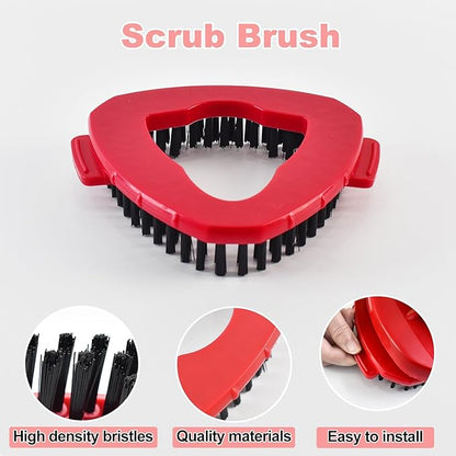 Spin Mop Heads Replacements for O Ceda EasyWring 1-Tank System, 3 Microfiber Mop Head Refills, 4-Section Iron Handle, 1 Base and 1 Scrub Brush Combo Set for Floor Cleaning
