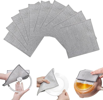Non Scratch Wire Dishcloth, Wire dishwashing rag,Steel Wool Scrubber，Scrubs & Cleans for Dishes, Sinks, Counters, Stove Tops, Easy Rinsing, Durable (12PCS)