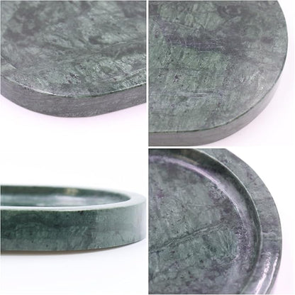 Natural Marble Tray, Oval Vanity Decorative Tray for Bathroom Counter, Countertop Stone Organizer, Catchall Tray for Kitchen, Perfume, Candles, Jewelry Dish Decorative Tray