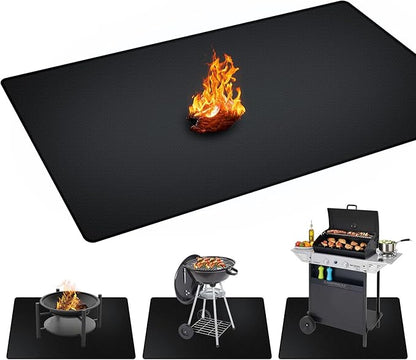 48 x 30 inch Under Grill Mats for Outdoor Grill, Double-Sided Fireproof, Oil and Waterproof Protective Mat for Grass and Deck, Outerdoor BBQ Fire Pit Fireplace Mat