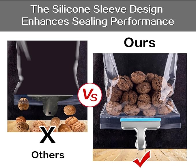 HOUSE AGAIN 12 Small Pack Stainless Steel Chip Bag Clips Covered with Silicone - NO More Sharp Edges - Color Coded for Food Bags - Air Tight Seal, Heavy Duty for Kitchen and Office, 2.5 Inches