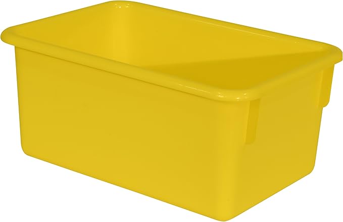 Wood Designs Cubby Storage Bin, Heavy Duty Plastic Containers for Kids Yellow Cubby Tray Set of 10