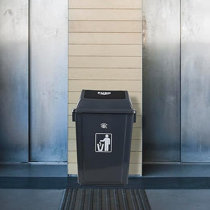 13 Gallon Kitchen Trash Can with Swing Lid, 4-Pack Large Plastic Swing Top Garbage Can, Grey