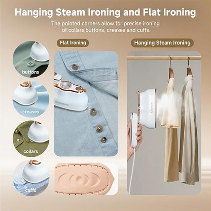 Travel Steamer for Clothes,1200W Portable Handheld Mini Garment Steamers,Steamer ＆ Iron 2 In 1,Large Ceramic Heat Panel,200ml Water Tank,20s Heat Up,White,110V-120V