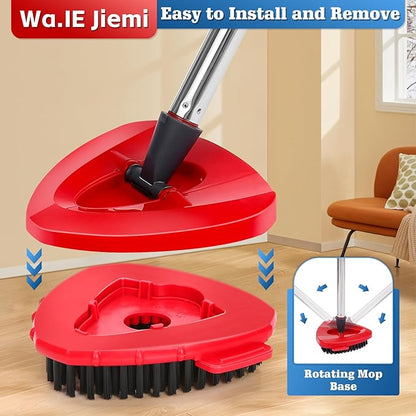 2 Pcs Full-Coverage Spin Mop Scrub Brush Heads and 1 Mop Base Part Replacement with Oceda RinseClean 2-Tank System,Hard Bristle Cleaning Brush for Bathroom Kitchen Tile