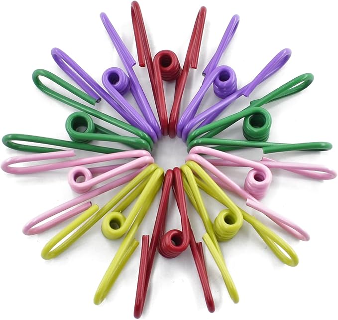 50 Packs Steel Wire Clips Vinyl Plastic Coated Multi-Function Colored Utility Clothesline Clip for Laundry Hanging, Kitchen Bag Sealing, Multi-Purpose Clothespins