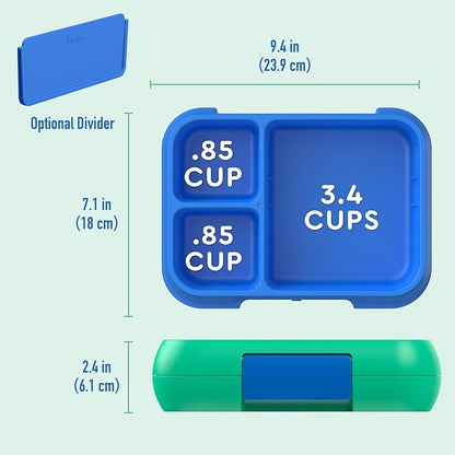 Bentgo Pop - Leak-Proof Lunch Box & Removable Divider for Ages 8+ & Teens - Lunch Container Holds 5 Cups of Food; 3-4 Compartments; Microwave/Dishwasher Safe; 2 Year Warranty (Spring Green/Blue)