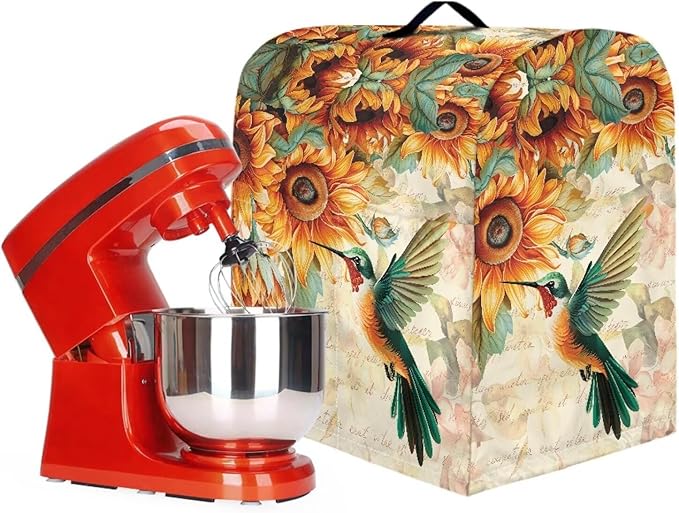 Stand Mixer Covers Hummingbird Sunflower Print Stand Mixer Dustproof Cover Compatible with Kitchen Aid Mixer Washable Stand Mixer Covers for 6-8 Qt Mixer