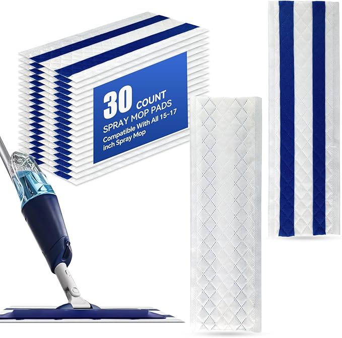 30 Count Ultrathick Microfiber Mop Pads Refills for Bona Hardwood Floor Cleaner & All 15''-17''Hook & Loop System Mop.Disposable Heavy Duty Mopping Pads for Floors Cleaning.