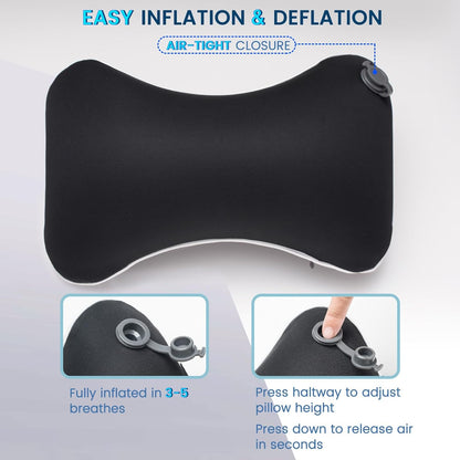 Inflatable Car Neck Pillow - 2 Pack Soft Headrest Car Pillow for Driving Seat with Adjustable Strap, Comfortable Ergonomic Design Neck Support and Breathable Washable Cover