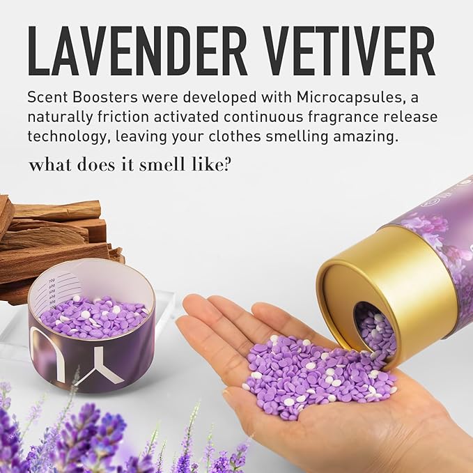 YUCO Scent Beads Laundry Natural,Ultra-Concentrated Two-Color Laundry Beads,Effective Fabric Deodorizer,Soften,Static Free,Microcapsule Tech Scent Lock Fresh Last 12Weeks(Lavender Amberwood,12.6OZ)