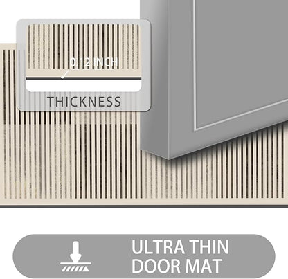 Ultra Thin Door Mat Indoor Entrance, 1/10 in Thin Door Mats for Inside Entry, Non-Slip Rubber Backing Washable Doormat, Fade Resistant, Absorbent, Low Profile Dirt Trapper, 35"X24"
