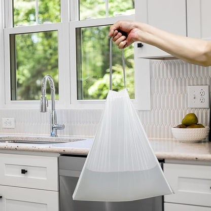 Small Trash Bags 4 Gallon Drawstring, Inwaysin 4 Gallon Trash Bag Extra Strong, Small Garbage Bags for Bathroom Can Bedroom Office Can, Unscented, Quick Cinch,15-18L, White, 54Count