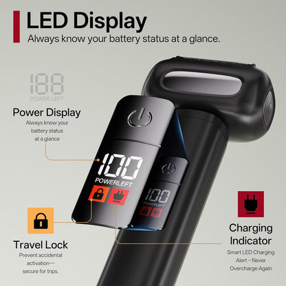 PRITECH Electric Razor Men Shaving Face, Men Electric Shaver, Close Electric Foil Shaver Waterproof with LED Display & USB C Fast Charge (Black)