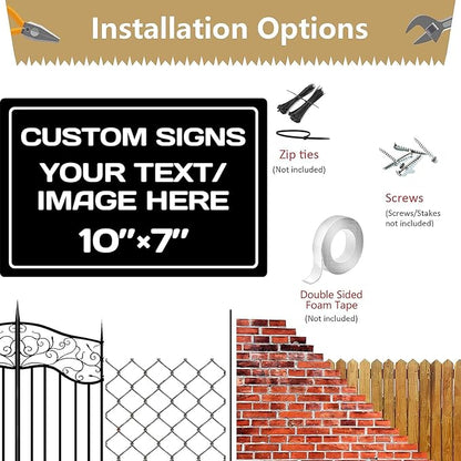 Personalized Aluminum Weatherproof Metal Signs - Custom Text & Picture, Multiple Sizes - Hazard, Garden, Custom Door & Business Signs