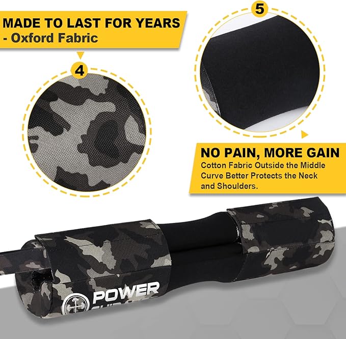POWER GUIDANCE Barbell Squat Pad - Neck & Shoulder Protective Pad Anti-Skid Points for Squats, Lunges, Hip Thrusts, Weightlifting - Fit Standard and Olympic Bars