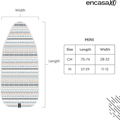 Encasa XO Ironing Board Cover and Pad 28"x12" - Thick 3mm Felt Padding, Drawstring Tightening & Lock, Easy Fit, Scorch & Stain Resistant, Fits Mini Ironing Board - Aztec