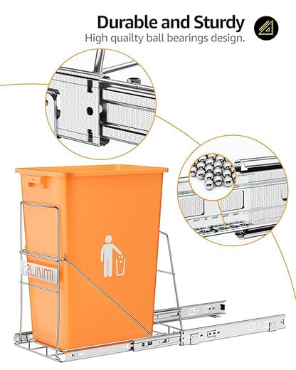 Pull Out Trash Can Under Cabinet，Heavy Duty Slide-Out Cabinet Kit, Adjustable Cabinet Trash Can Organizer, Under Sink Trash Can Shelf for Kitchen (Not Include Can)