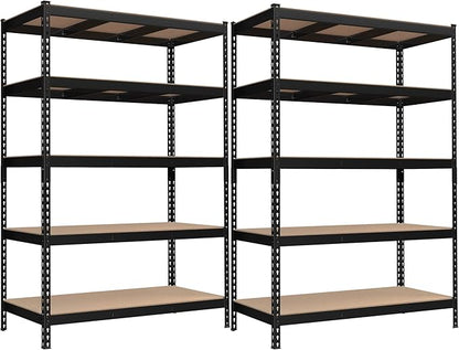 SONGMICS 5-Tier Storage Shelves, Load 2310 lb, Set of 2 Garage Storage, Boltless Assembly, Adjustable Shelving Unit, 23.6 x 47.2 x 70.9 Inches, for Study Shed Basement, Black UGLR600B02