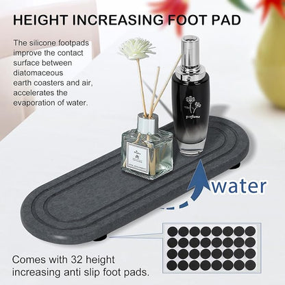 2PCS Water Absorbing Stone Tray, Fast Drying Diatomite Stone Sink Tray, Water Absorbent Diatomite Coasters, Stones Soap Trays for Kitchen Sink, Bathroom Counter Hand Soap Dish Toothbrush Holders