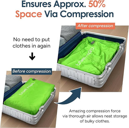 Vacuum Bags for Travel Luggage with Wireless Pump, Compression Bags for Carry On Suitcases and Backpack, Vacuum Seal Packing cube for Cloth Packing (1PC + PUMP)