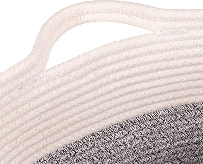 Medium and Large Woven Basket//With Handle, Used for Toys and Fabric Storage Basket used for Storing xl Storage Box, Decorative Storage Box Room 2pack (14L12H Silver Gray, 14L*10W*12H)