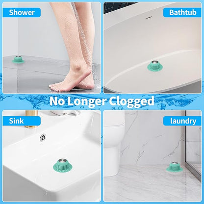 Shower Drain Hair Catcher, Bathtub Drain Cover Foldable Silicone Shower & Tub Protector for Pop-Up & Regular Drains