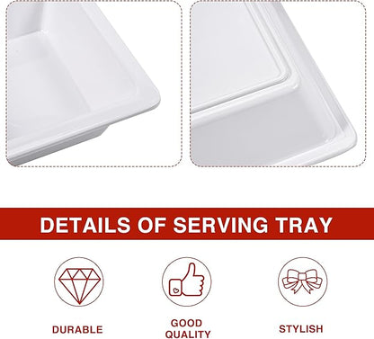 Blue Boat Divided Melamine Serving Platter Set of 3, Stackable, Easy to Clean, Dishwasher Safe, Housewarming Gift, All Seasons, Appetizer, Snack, Fruit, Cheese, Charcuterie (3, 14.5“ x 4.9“)