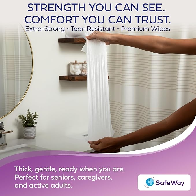 SAFEWAY Adult Wipes Disposable — Multi-Purpose Wipes, Alcohol-Free, Preferred by Caregivers for Seniors & Incontinence Solution, Aloe-Infused, Gentle for Delicate Skin — Extra Large, 12 Pack 600 pcs.