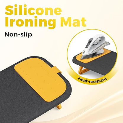 KINGBOARD Tabletop Ironing Board, Small Ironing Board with Iron Mat, Foldable Mini Iron Board, Easy Storage for Travel & Dorm, 12x32 Black