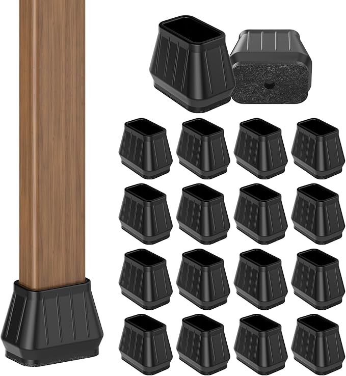24PCS Rectangular Chair Leg Floor Protectors for Hardwood Floors, Thicken Rubber Chair Leg Cap Covers, Non Slip Furniture Leg Pads to Protect Wood Tile Floors from Scratches and Reduce Noise