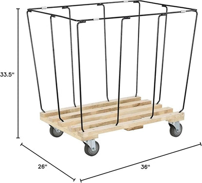 Global Industrial 12 Bushel, Canvas Basket Bulk Truck, 36" L x 26" W x 33-1/2"H, Unassembled, Rolling Laundry Cart, Commercial Material Handling Cart with Swivel Rubber Casters