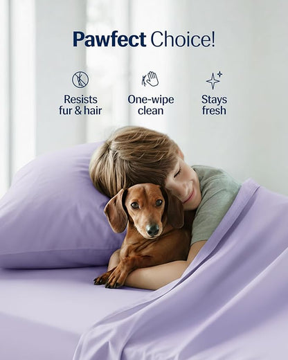 REST® Evercool®+ Starter Sheet Set, Queen, Lavender, Breathable Bed Sheets for Hot Sleeper and Night Sweats, with Pillowcases, Ionic+ Self-Cleaning Silver Yarn for Sensitive Skin, 3PCS No Flat Sheet