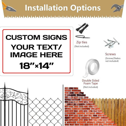 Personalized Aluminum Metal Signs - Weatherproof, Custom Text & Picture, Multiple Sizes (18 * 14 Inch, White)