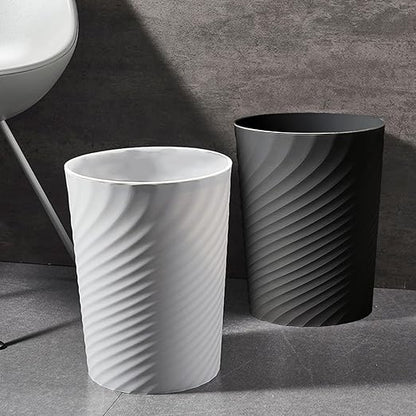 Small Bathroom Trash Can 1.8 Gallon Wastebasket Recycling Bin for Bedroom Office Kitchen (Black White, 2 Pack)