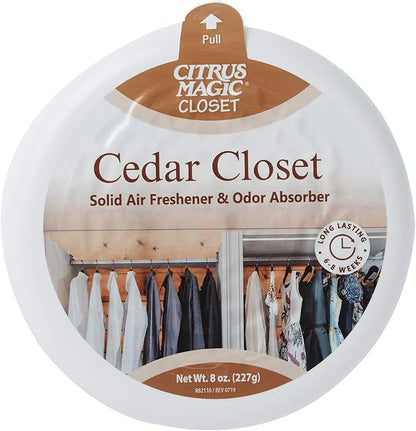 Citrus Magic For Closets Odor Absorbing Solid Air Freshener, Cedar, 8-Ounce, Pack of 6 - CASE
