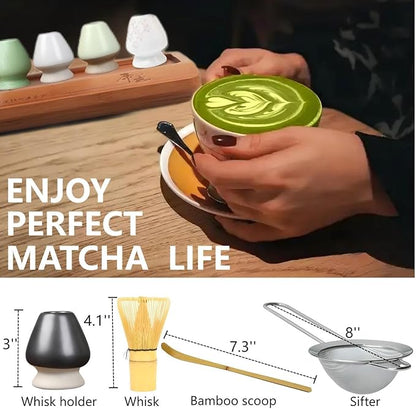 Matcha Whisk Holder Matcha Chasen Whisk Stand Ceramic Holder fit for Traditional Japanese Tea Ceremony Starter Matcha Tools Matcha Bowl (Green Matcha Bowl)
