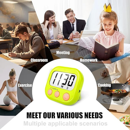 12 Pack Digital Kitchen Timers for Cooking Magnetic Timer for Cooking Loud Alarm Green